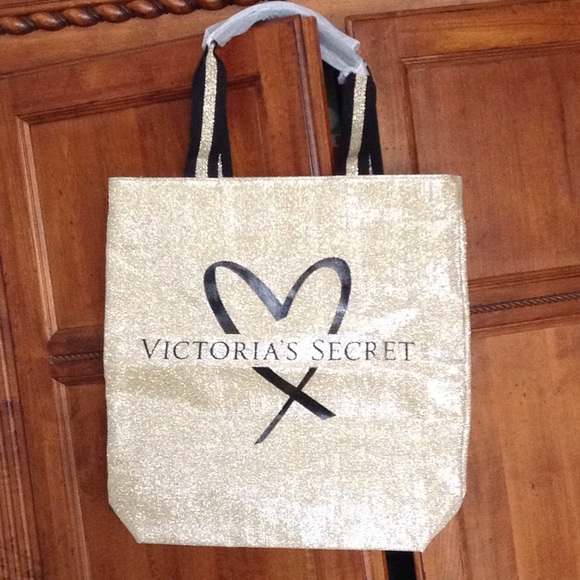 victoria secret gold tote bag